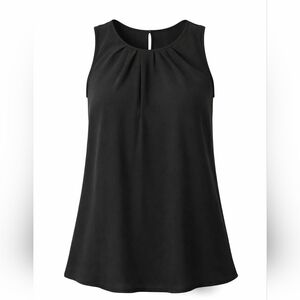 Beyove Black Sleeveless Pleated Blouse Women’s XXL Polyester Keyhole Back